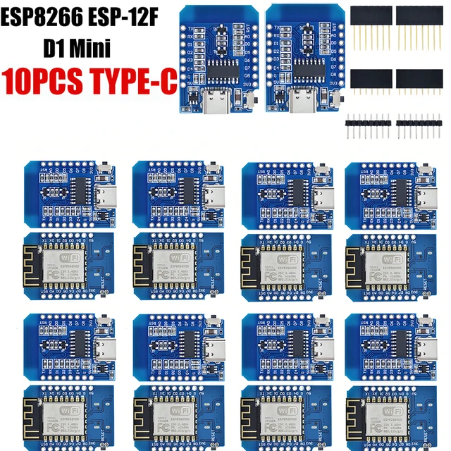 1-10 шт. WeMos D1 Mini TYPE-C/Micro USB ESP8266 ESP-12F CH340G V2 модуль WiFi D1 мини-плата разработки 3,3 В с контактами для Arduino 2