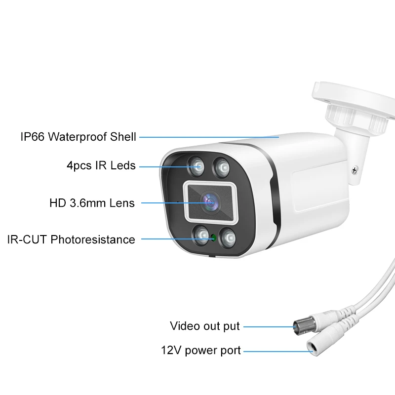 Smar New Super HD 2MP/5MP AHD Camera Waterproof 6* Nano IR LEDS Security Camera AHDH System Video Surveillance With Bracket 5