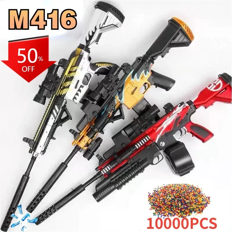 Electric M416 Gel Ball Sniper Rifle Splatter Ball Toy Gun Water Bullet Pistol Outdoor Airsoft Arma Toys Shooting Game Gifts