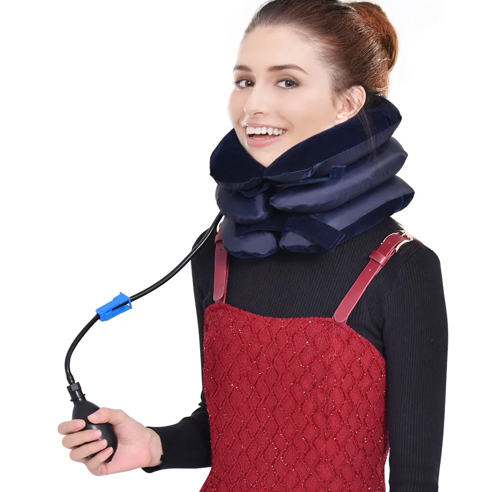 

3 Layers Inflatable Air Cervical Neck Traction Device Soft Neck Collar Pillow Pain Stress Relief Neck Posture Stretching Brace