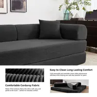 79'' Boneless Couch Foldable Convertible Futon Sleeper Sofa Bed Floor Lounge with L-Shaped Armrests for Living Room Sofas 4