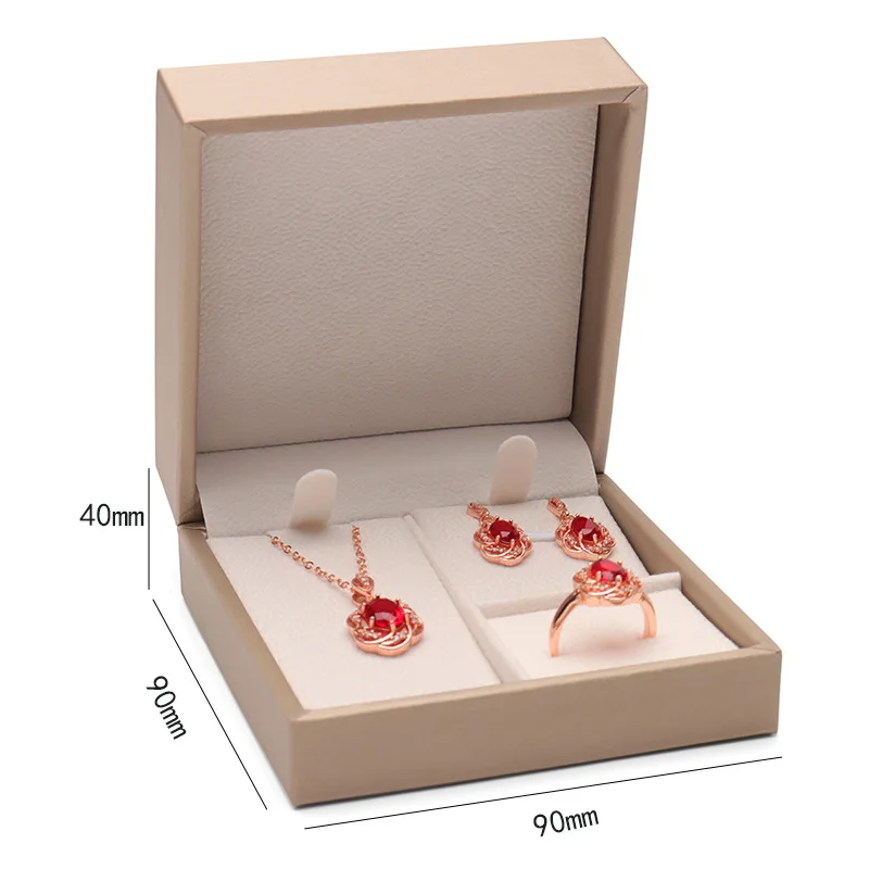 Hot Pu Jewelry Organizer Box Necklace Rings Storage Case Earring Stud Pendant Gift Packing Box Blue Gold Color Wedding Cases