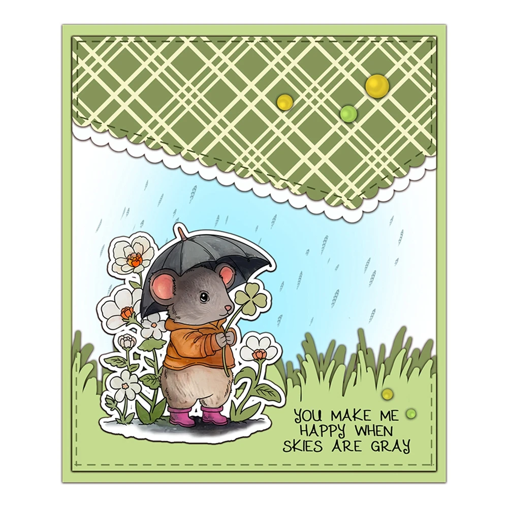 Reading Books Girls Clear Stamps and Cutting Dies Cute Mouse and Flowers Silicone Stamps for Card Making DIY Scrapbooking Suppli clear stamps clear rubber stamps reading stamps