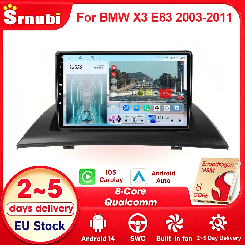 Para BMW X3 E83 2003 - 2011, compatible con cámara de visión trasera, radio de coche de 2 Din y 9 pulgadas, GPS, navegación, reproductor multimedia, audio DSP, Carplay inalámbrico, Android Auto, pantalla, dispositivo multimedia para coche. 1