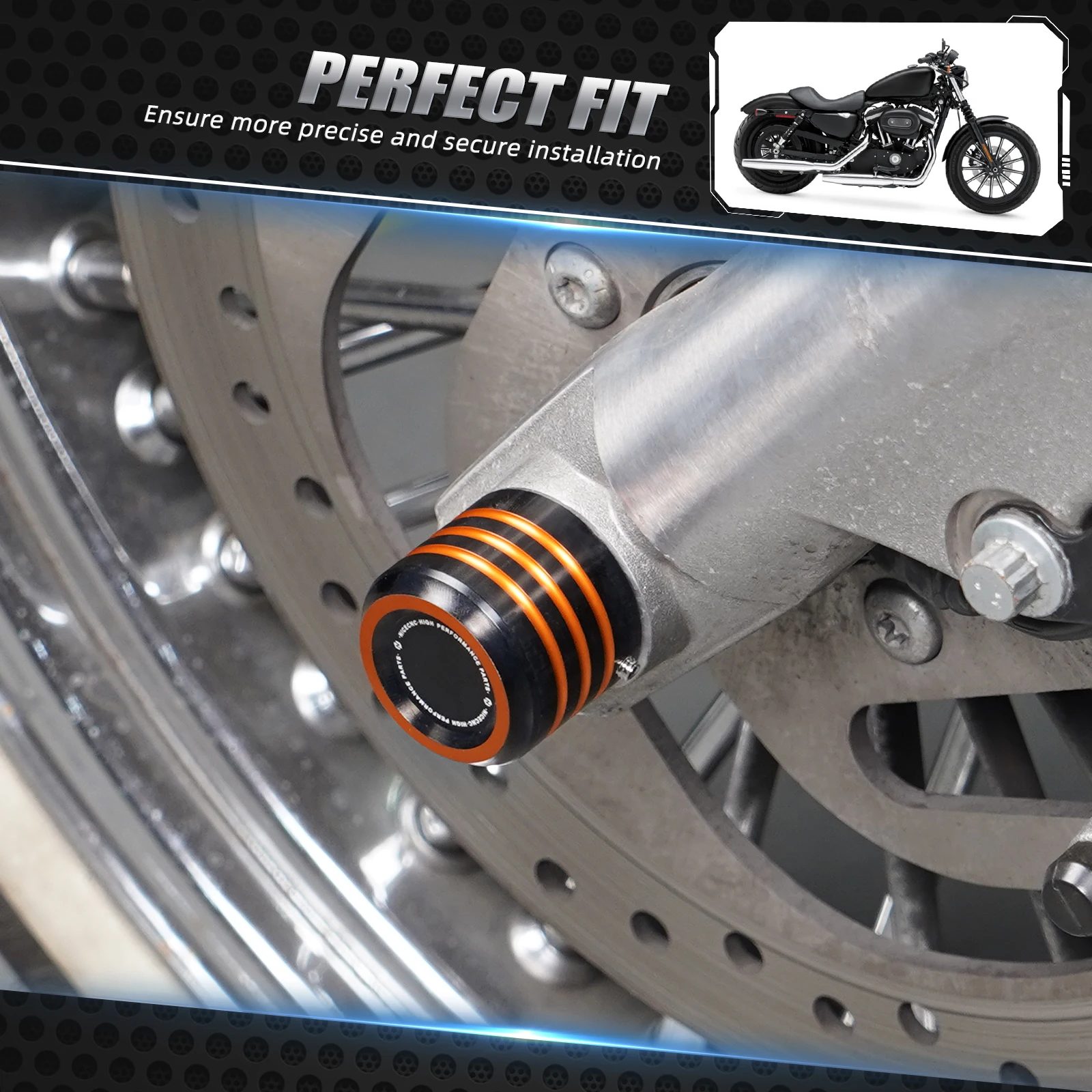 Für Harley Sportster 883 Super Low XL883L 2008-2022 Vorderachsmutterabdeckungen Kappen Sportster 1200 Custom XL1200C Eisen 883 XL883N – Detail 14