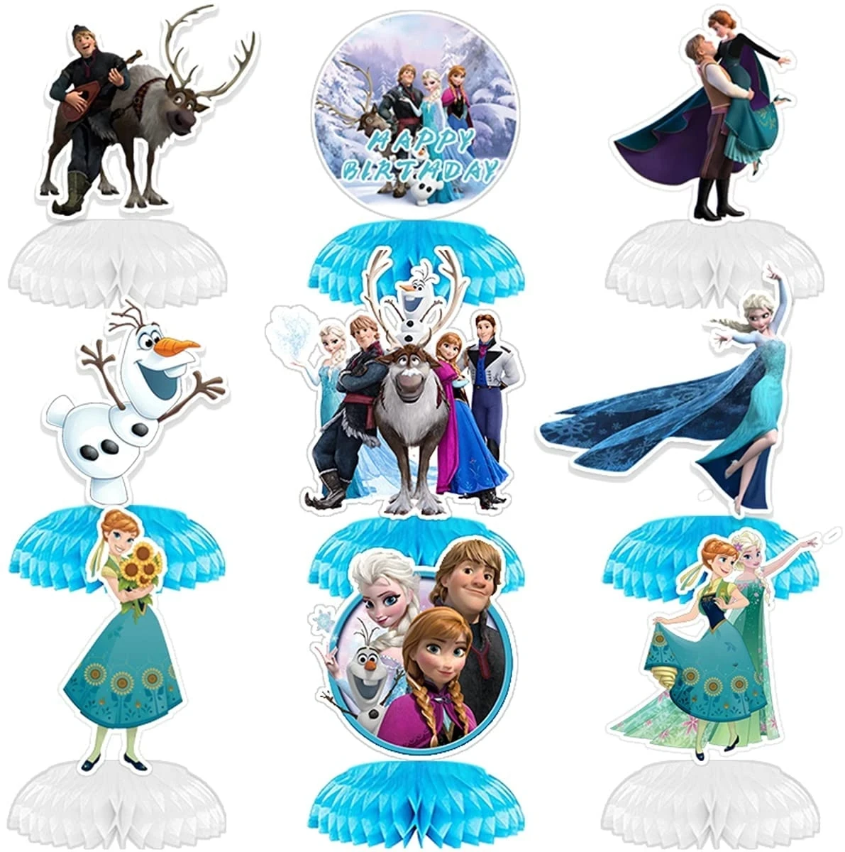 thumbnail image 1 of Suministros para fiestas de princesas Elsa y Anna de Frozen, pegatinas, anillos, pulseras, pajitas reutilizables, sellos, bolsas de papel, decoración para fiestas de cumpleaños, 1 of 5