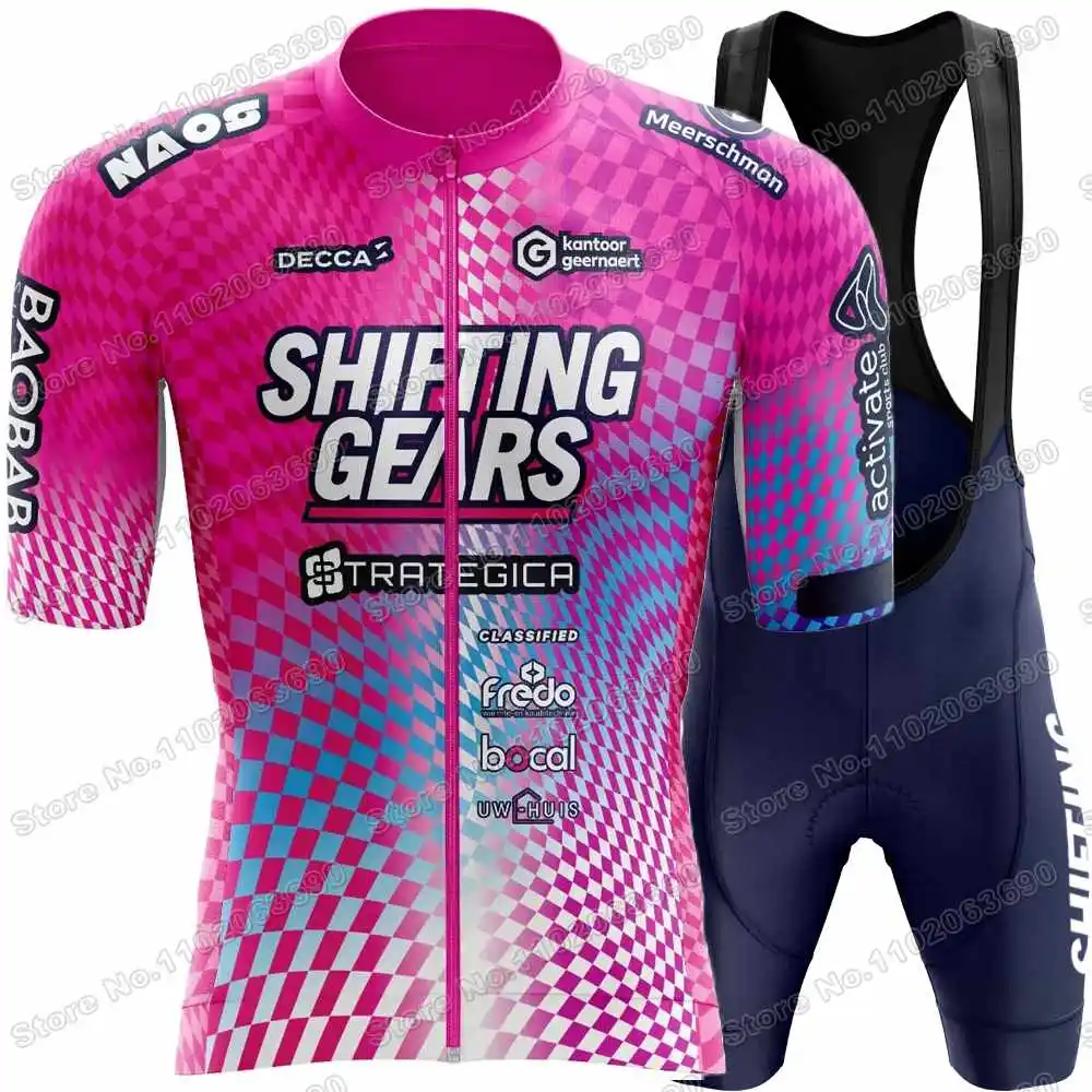 Team Shifting Gears-Strategica Cycling Jersey Set Belgium Cycling Clothing Men Road Bike Shirt Suit Bicycle Bib Shorts
