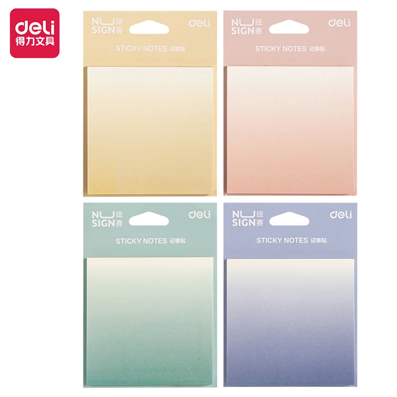 DELI NS357 4PCS 74 * 74mm Colorful Pad Notes Sticky Note Ahesive Memo Pads Office School Stationery  60 Sheets /Bag