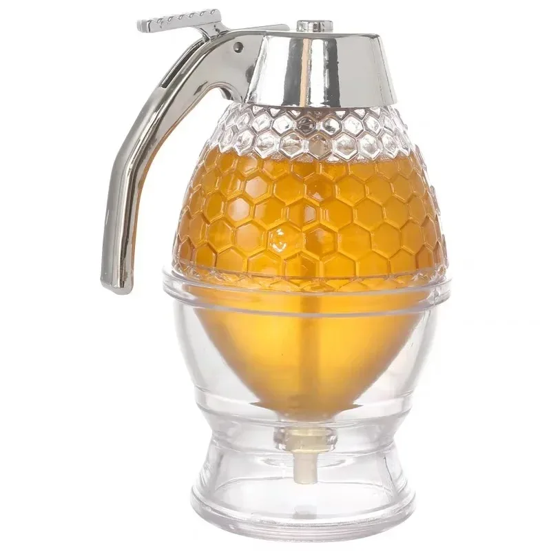 Syrup Dispenser Honey Dispenser Non-Glass Syrup Dispenser Honey Container Honeycomb Shaped Distribution Tank Jar with Stand