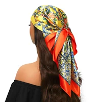 Head Scarf Women Luxury Brand Square 90*90cm Silk Foulard Satin Bandana Cheveux Soft Neckerchief Hijab Hair Scarves For Ladies - Image 3