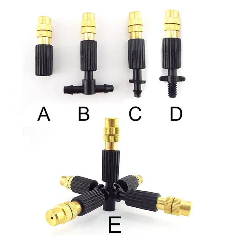 

Micro Drip Irrigation 6mm Screw Misting Brass Nozzle Spray Sprinkler Head 4/7mm Barb Tee Water Hose Connector Garden Watering D4