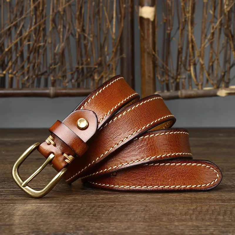 brown belt women 2.8cm Width Women Belt Designer Female Belt Genuine Leather Belts Cowskin Strap Pin Buckle Belts Fancy Vintage for Jeans wide belts