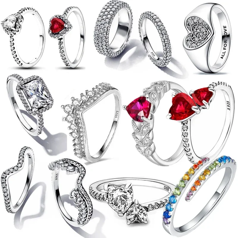 Sterling Silver 925 Rings for Women Sparkling Head Princess Flower Ring Daisy Rings Original Festival Jewelry Gift silver rings
