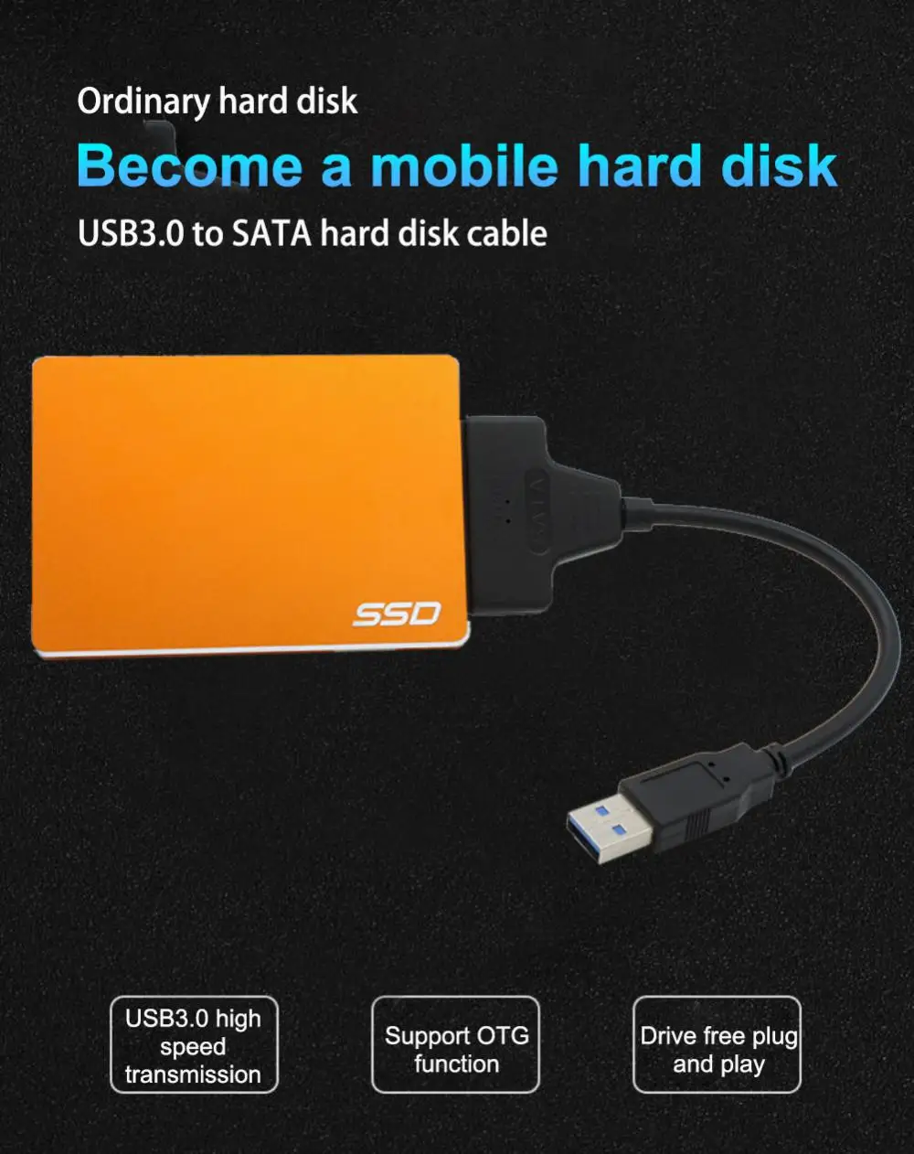 SATA to USB 3.0 2.0 ̺, ִ 6 Gbps, 2.5 ġ  HDD SSD ϵ ̺ SATA 3 22  , USB 3.0 to Sata III ڵ