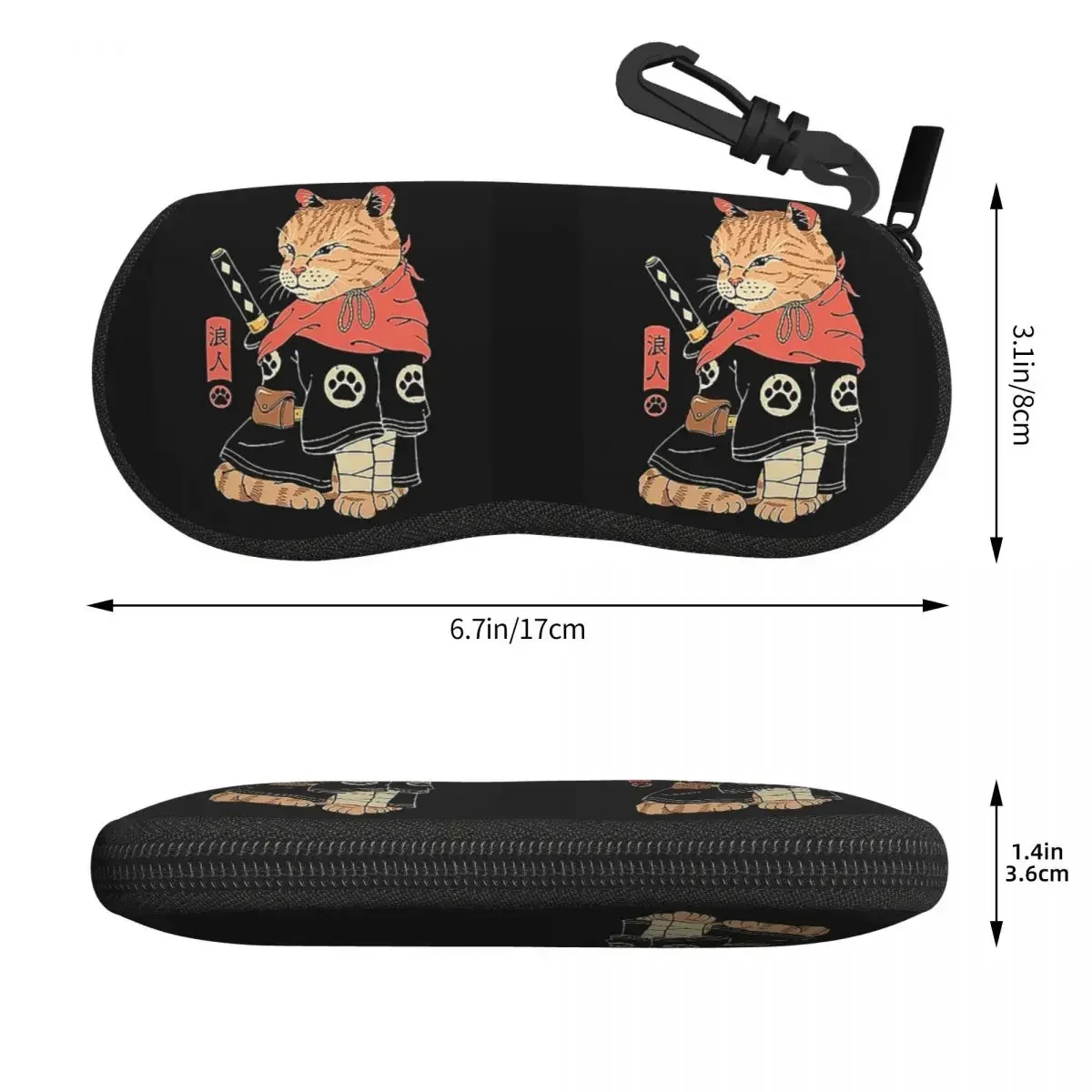 Catana Cats Retro Samurai Yakuza Holder Shell Glasses Case Protective Sunglasses Box Women Men Soft Eyeglasses Bag Pouch
