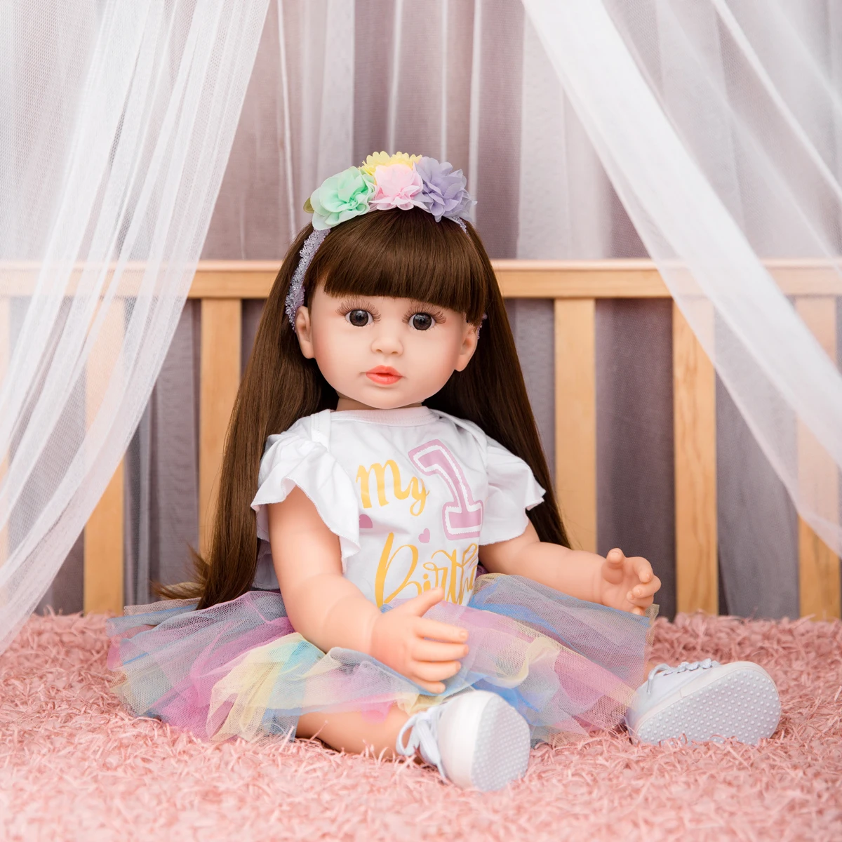 

55cm One Year Birthday Gift Princess Doll Reborn Doll Companion Toys Girl Gift First Choice for Children's Gifts