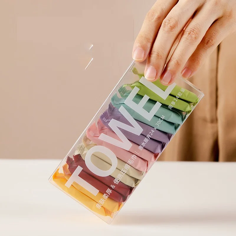 14pcs/box Disposable Washcloth Portable Travel Towel Thickened Compressed Face Cleansing Beauty Square Towel 1