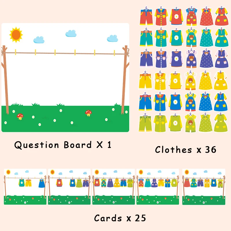 Kids Clothes Airing Montessori Education Toys Magnetic Puzzle Color Sorting Matching Thinking Games Early Learning Material Toys