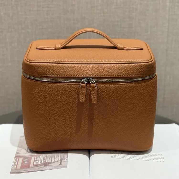 Oberschicht aus Rindsleder, große Make-up-Tasche, hochwertige tragbare und praktische Kulturtasche aus echtem Leder, Aufbewahrung mit großer Kapazität für Reisen – Detail 22