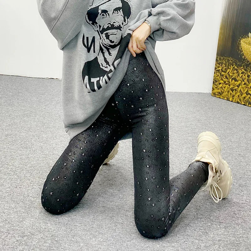 Summer Spring Black Star Leggings Women's Fitness High Waist Running Workout Yoga Pants Tight Bottoms