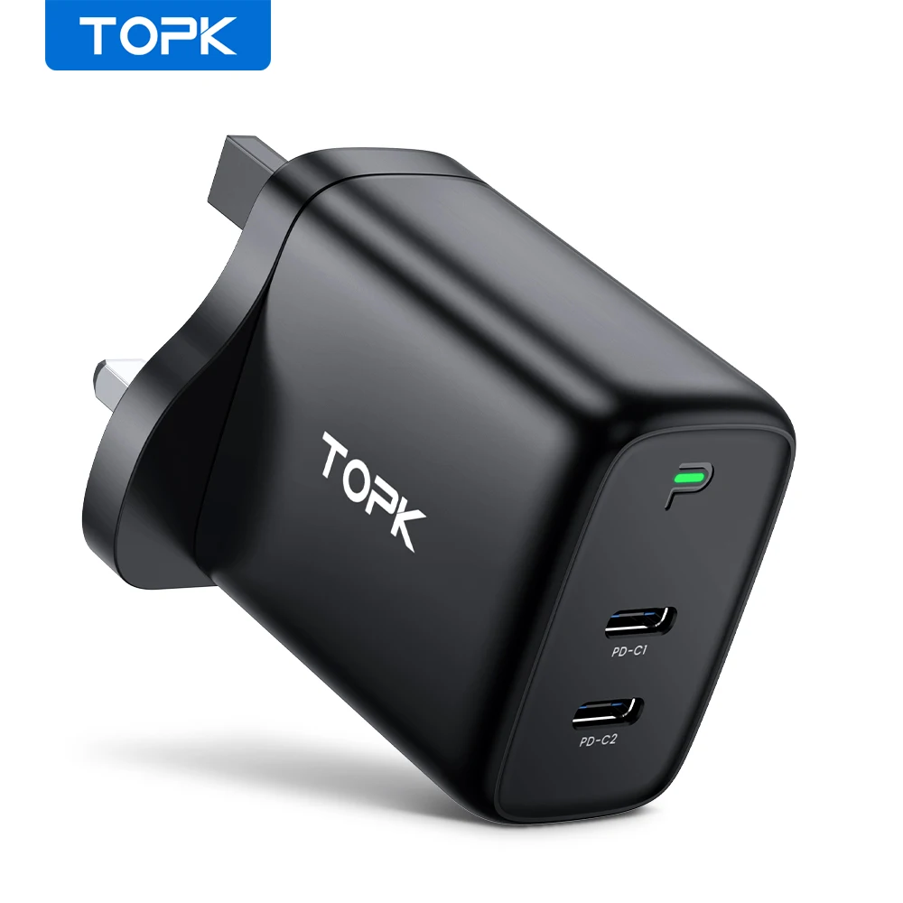 TOPK B15-C2 40W Portable USB Type C Charger QC 3.0 Quick Charger For iPhone 13 12 ProMax Fast Charging For Samsung Xiaomi usb fast charge Chargers