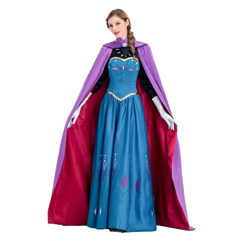 

Women Dress Women's Princess Anna Adult Elsa Costume With Cloak Gloves