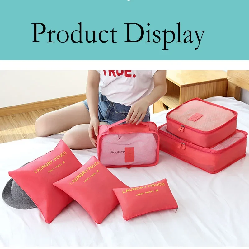6pcs Travel Storage Organizer Bags Portable Travel Suitcase Organizer Bags For Women Clothes Shoes Makeup Bag Luggage Organizer