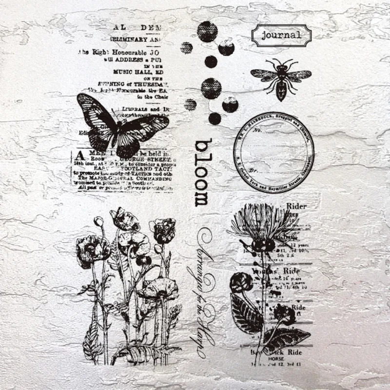 빈티지 디지털 영어 클리어 스탬프, 로즈 빌 고무 스탬프, DIY 스크랩북 배경 장식, 카드 제작 공예, 15x20cm