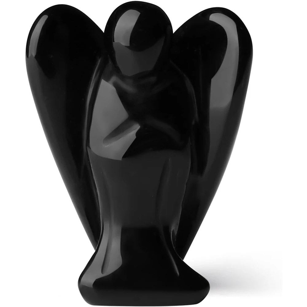 Celestial Harmony: Polished Hand-Carved Angel Crystal Statue