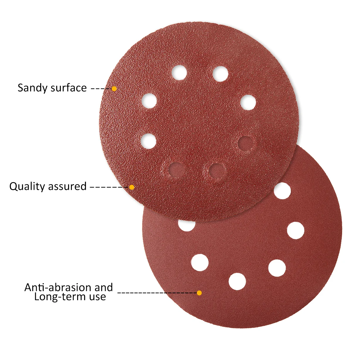 5 Inch Round Sanding Discs Alumina Sanding Pads 8-Hole Sheet Polishing Sandpaper for Metal Wood Glass Car 100pcs sanding discs