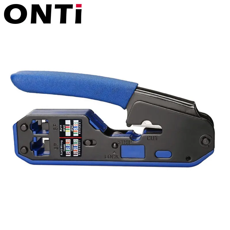 ONTi RJ45 Crimper Tool Kit for Cat6a Cat6 Cat5, Ethernet Crimping Tool RJ45/RJ11 8P 6P Crimp and Multiple Combination Tools