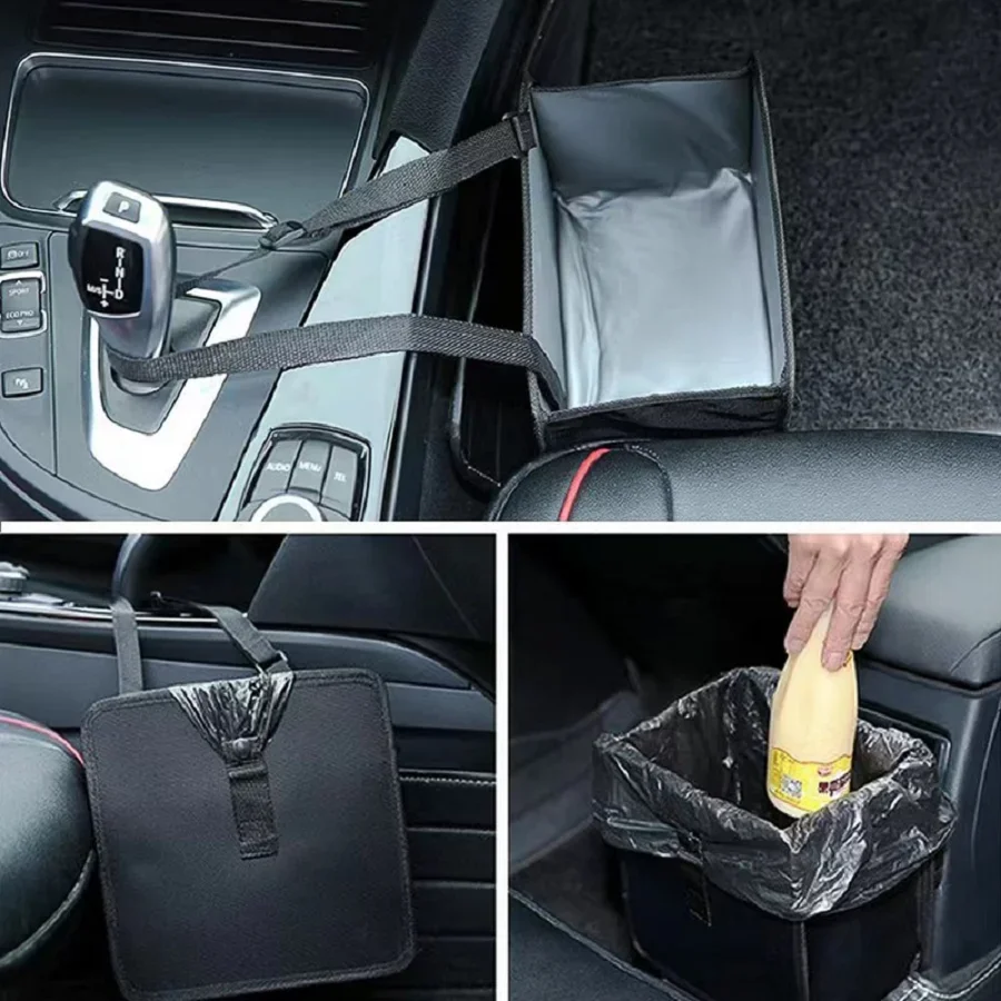 1PC Car Mounted Garbage Bin Portable Hanging Garbage Basket Rear Storage Compartment Waterproof Garbage Bin Storage 