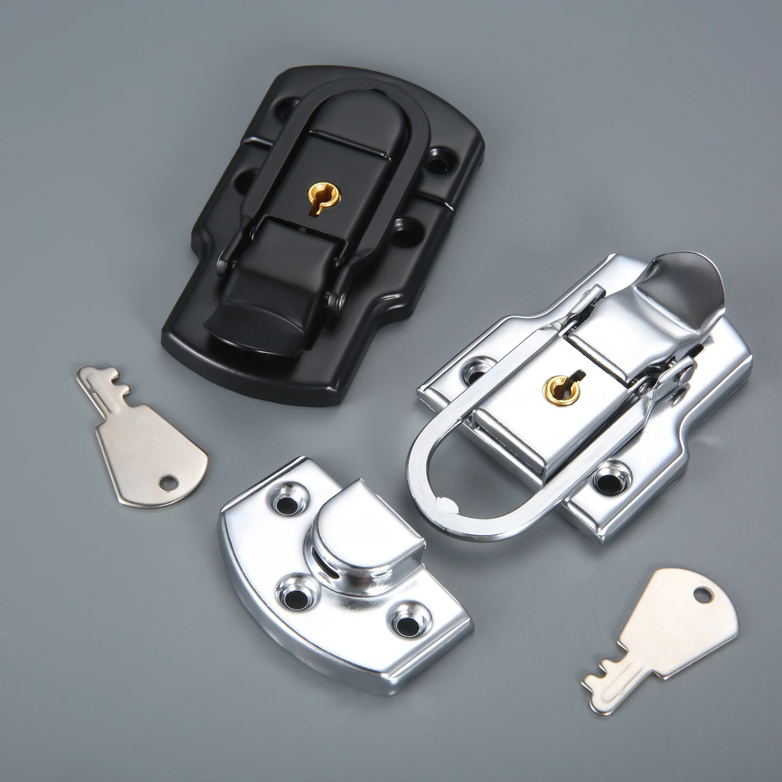 Metal Tools Box Latch Clasp with Keys 89*50mm Cabinet Boxes Toggle Latch Hasp Lock for Suitcase Wooden Cases Aviation Box 1pc