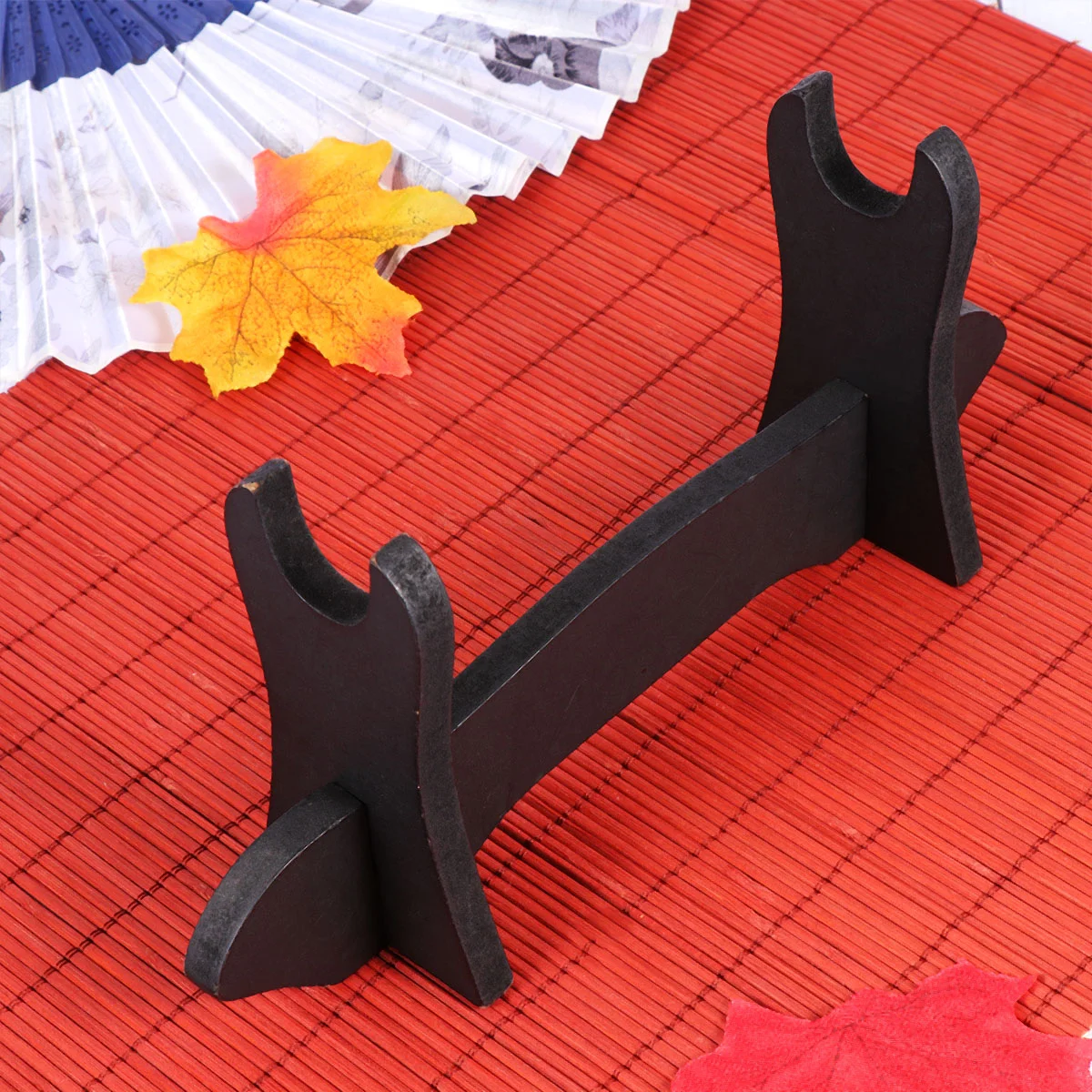 

2pcs Stand Delicate Wooden Katana Display Bracket Rack Holder Stable Organizer (Black)