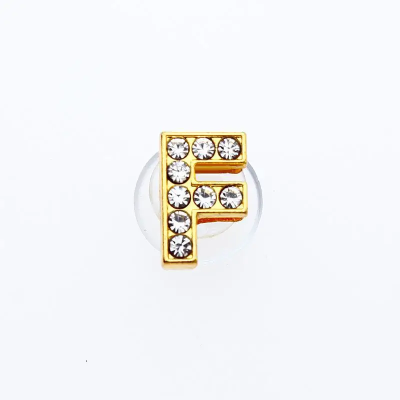 Goldene Buchstaben Kristall Diamant Legierung Charms Zubehör Mode Weiche PVC Schuhe Schnalle Kinder Dekoration Design Großhandel 1 Stücke – Detail 14
