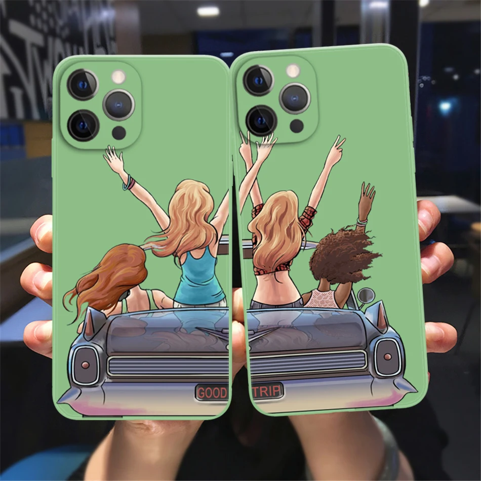 Cute Travel Girls Bff Best Friends Custodia Per Telefono Forever Per Iphone 13 12 11 14 Pro Max Xsmax Xr X 8 14 Plus Custodia Morbida Verde Per Paraur