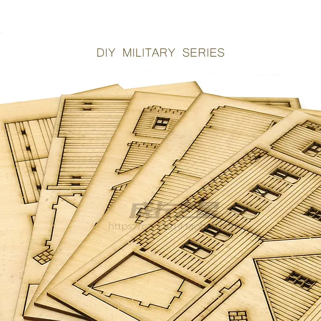 1: 72 World War II Barricade Post Command Room Scene Wooden Assembly Model Ornaments Manual Gifts 4
