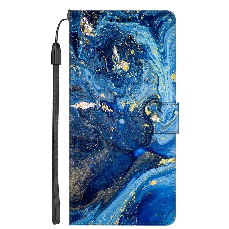 Luxury Marble Leather Flip Wallet Phone Case with Stand and Book Cover Design