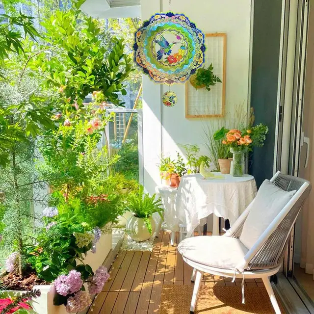 Madárszél -Fonók Rozsdamentes Acél Kolibri Kültéri Fonó Beltéri Dekoratív Falra Szerelt Kert Fákhoz - Image 4