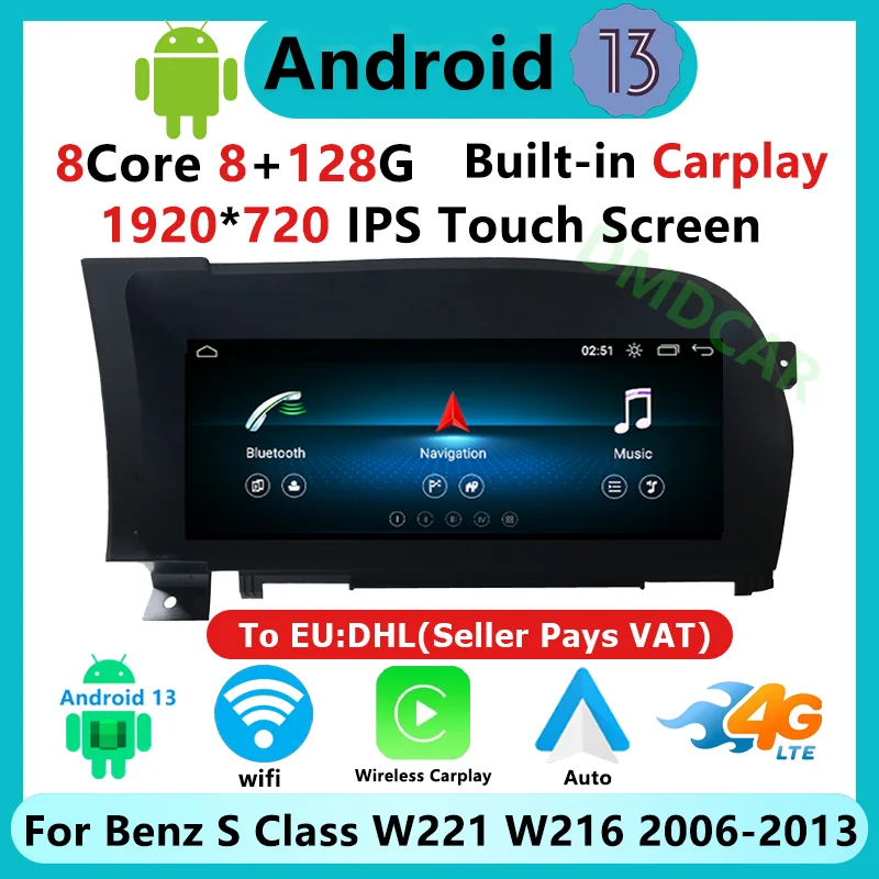 

Factory Price 10.25" 8G+128G Android13 Car Multimedia Player CarPlay for Mercedes Benz S Class W221 W216 GPS Auto Radio Video