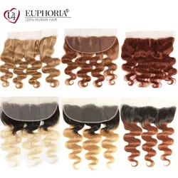 Brazilian Body Wave Human Hair 13x4 Lace Frontal Color 27 30 33 Free And Middle Part Lace Closure Swiss Lace Remy Hair Euphoria