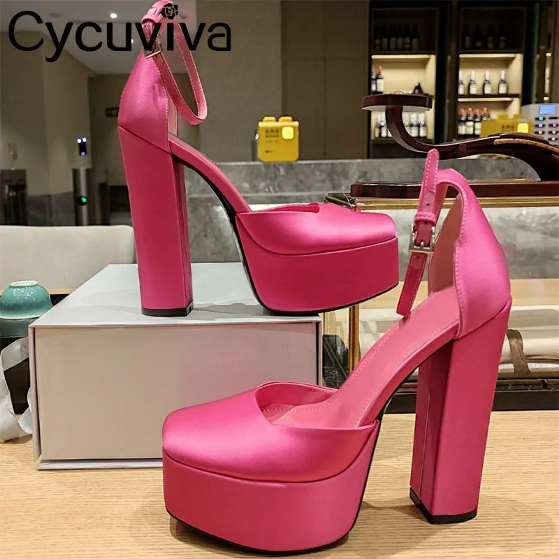 

Thick Sole Luxury Women Platform Shoes Chunky High Heels Ankle Strap Designer Dress Shoes Summer New Wedding Party Sandals Pumps