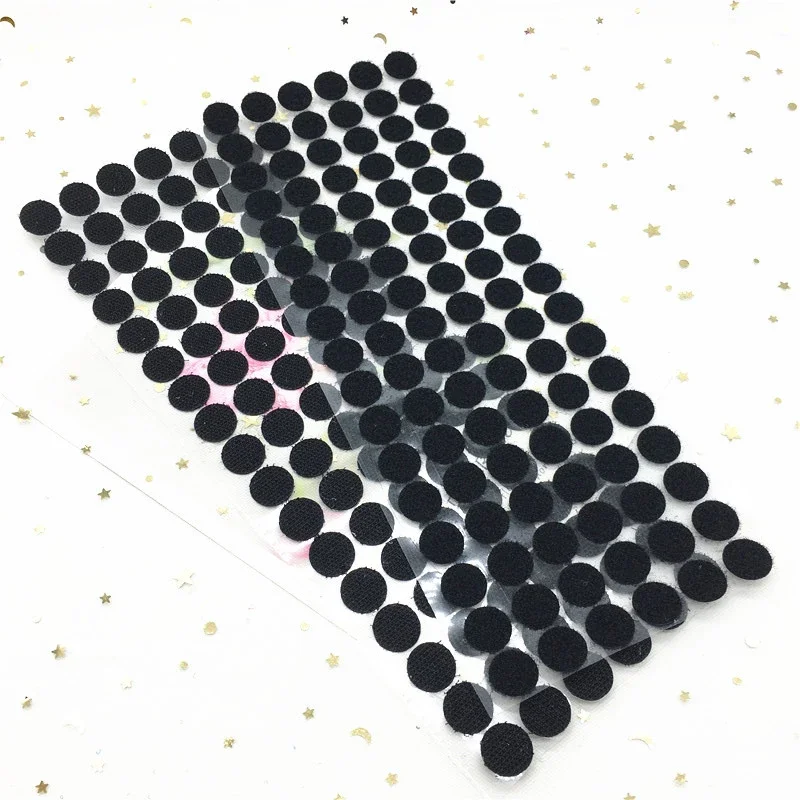 10 Packs 15mm Self Adhesive Fastener Tape Hook and Loop Tape Round Sticker White Black Transparent Round Strong Glue Adhesive