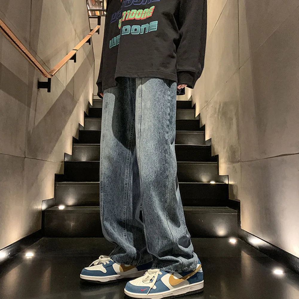 Supply vintage jeans men's loose straight autumn and winter high street fashion street vibe trousers jeans