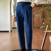 High Quality Double Pleated Jeans Straight Leg Pant Naples Straight Tube Loose Washed High Grade Business Pant Men Dress Trouser 4