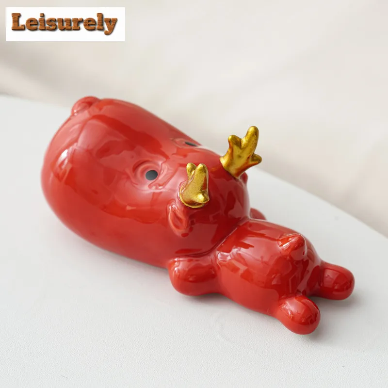 Cute Cartoon Papapua Deer Tea Pet Luxury Exquisite Miniatures Tea Figurine Play Toys Tea Statue Ornaments Tea Table Workmanship