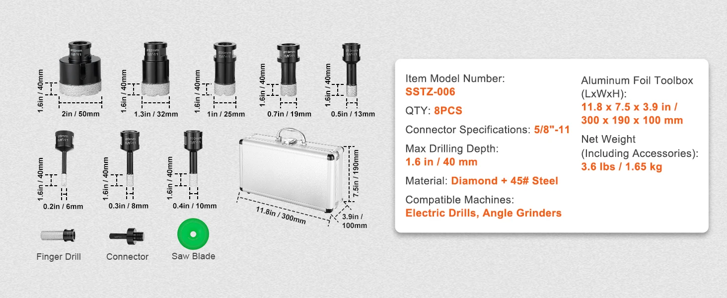 8pcs type A specifications