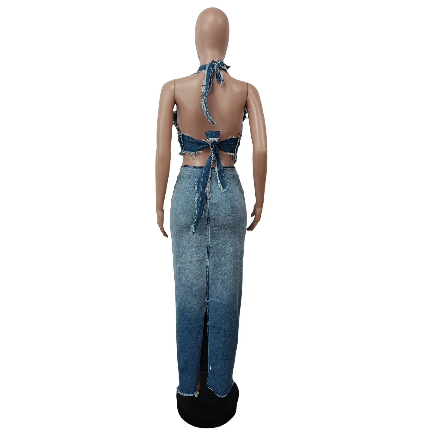 Summer Women's Suit Denim Short Jacket And Long Skirt Sets Fashion Ladies Comfortable Casual Bag Hip Skirt Sexy Two-Piece Set