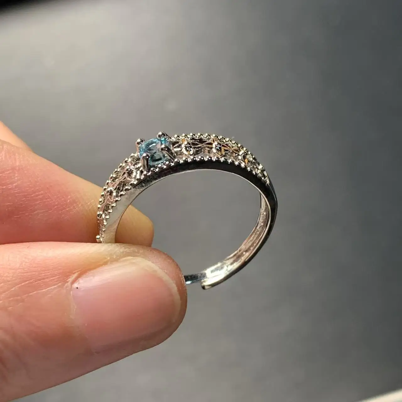 MM Natural Blue Topaz Ring Adjustable Female Ring Jewelry for Women Gift Wholesale High Quality Vintage Fine