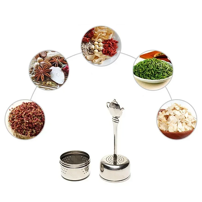 Tea Infuser Tea Strainer Tea Filter Stainless Steel Tea Infuser Strainer Cylindrical Tea Leak Spice Herbal Filter Seasoning Balls Hanging Chain Kitchen Accessories